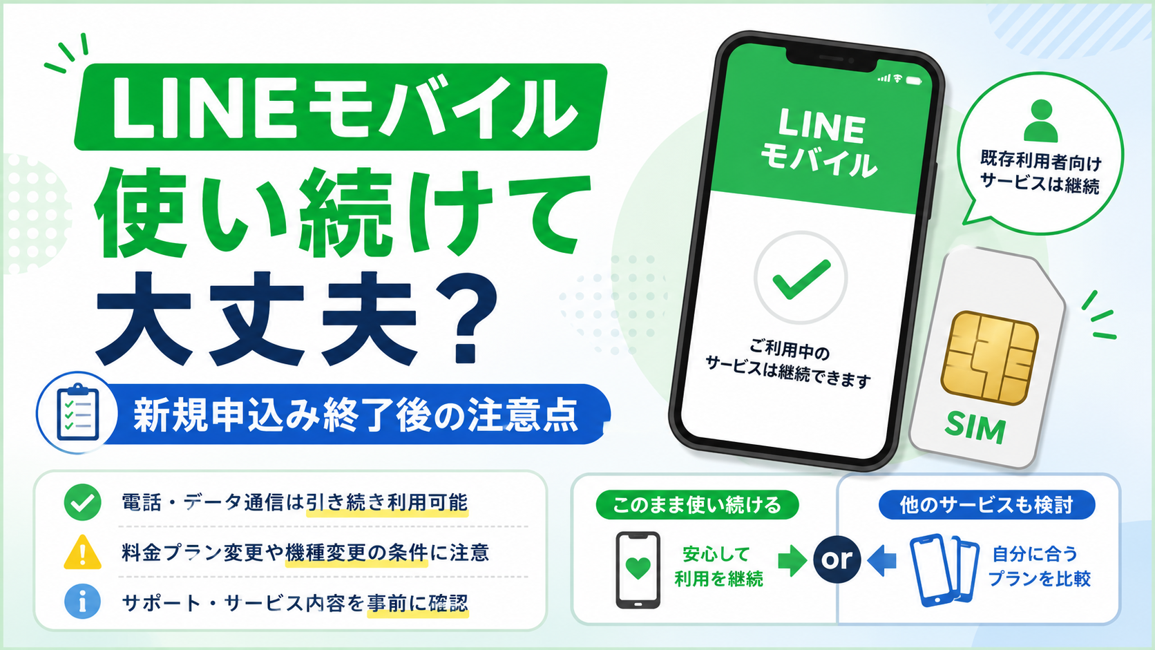 LINEモバイルを使い続けても大丈夫か新規申込み終了後の注意点を解説する画像